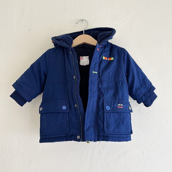 DPAM Baby Boy Sherpa Fleece Lined Hooded Coat - Picture 1 of 6